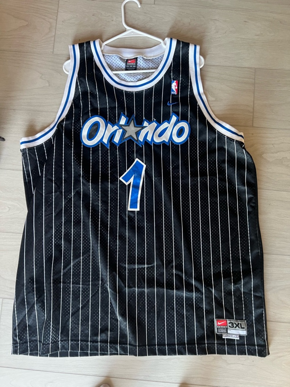 Nike Black Orlando Basketball Jersey with Blue & White Trim Tracy Mcgrady
